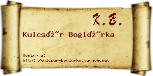 Kulcsár Boglárka névjegykártya